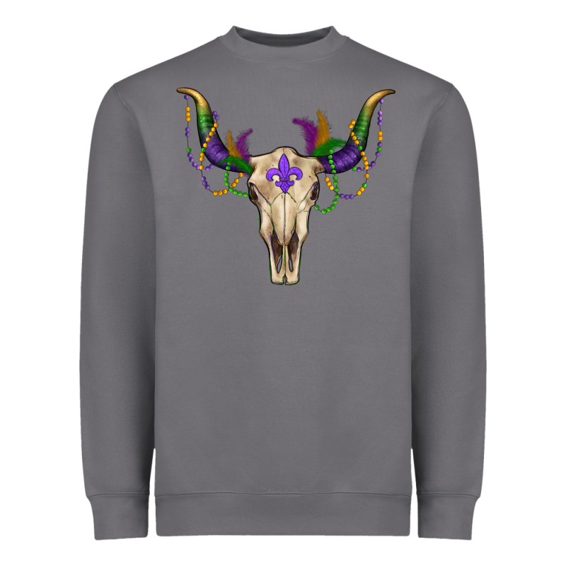 Mardi Gras Bull Skull Heavyweight Sweatshirt by RanaPortraitStore | Teevron