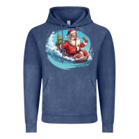 Vintage Denim surf happy santa Vintage Hoodie - Unal Design