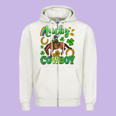 Lucky Cowboy Zipper Hoodie Designed By Artiststas
