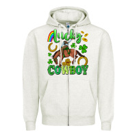 Oatmeal Heather lucky cowboy Zipper Hoodie - Artiststas