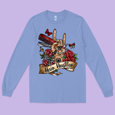Hair Hustler 3 Long Sleeve Tee Designed By Sublimationcraftshop