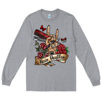 Heather Grey hair hustler 3 Long Sleeve Tee - SublimationCraftShop