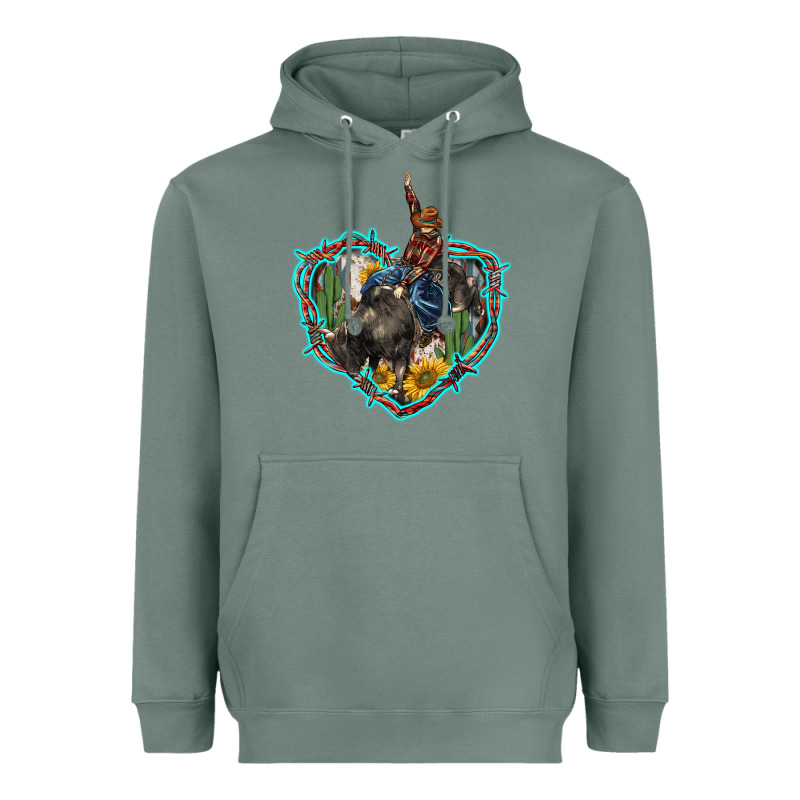Western Heart Bullfighter  Cactus Sunflower Aztek Pattern Heavyweight Hoodie by BarkalooDesign | Teevron