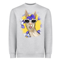 Heather Grey Llama With Sunglasses Heavyweight Sweatshirt - RanaPortraitStore