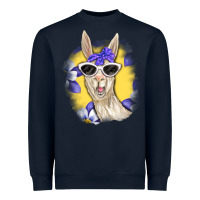 Navy Llama With Sunglasses Heavyweight Sweatshirt - RanaPortraitStore
