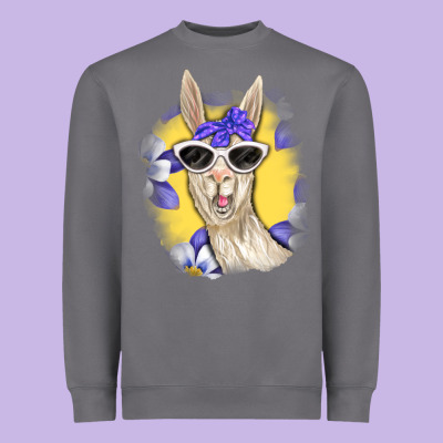 Heavyweight Sweatshirt Llama With Sunglasses