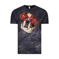 Cloud Black saint bernard with love glasses Vintage Tee - RanaPortraitStore