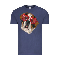 Vintage Denim saint bernard with love glasses Vintage Tee - RanaPortraitStore