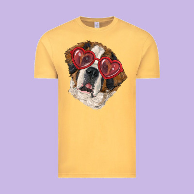 Vintage Tee saint bernard with love glasses