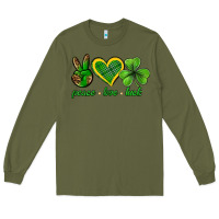 Army Green peace love luck st. patricks day nePeace love luck Long Sleeve Tee - Neo Western