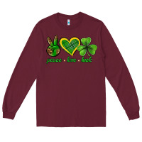 Burgundy peace love luck st. patricks day nePeace love luck Long Sleeve Tee - Neo Western