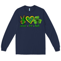 Navy peace love luck st. patricks day nePeace love luck Long Sleeve Tee - Neo Western