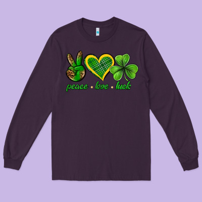 Peace Love Luck St. Patricks Day Nepeace Love Luck Long Sleeve Tee Designed By Neo Western