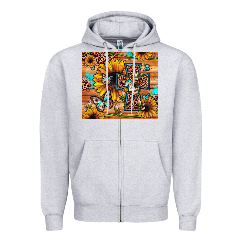 Cross Sunflower Butterfly Zipper Hoodie by JahusDesignShop | Teevron