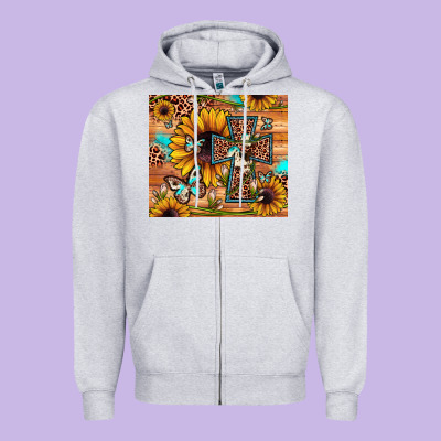 Cross Sunflower Butterfly Zipper Hoodie Designed By Jahusdesignshop