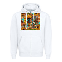 White cross sunflower butterfly Zipper Hoodie - JahusDesignShop