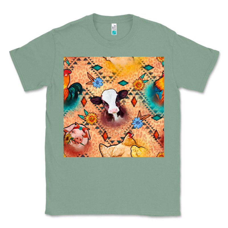 Western Farm Animals Seamless Pattern Classic Tee by BundleAndBundleShop | Teevron