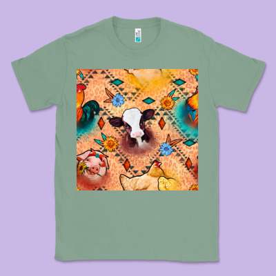 Western Farm Animals Seamless Pattern Classic Tee Designed By Bundleandbundleshop