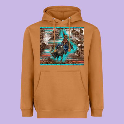 Western Rodeo Bullfighter Serape Leopards Turquoise's Gliterrs Heavyweight Hoodie Designed By Barkaloodesign