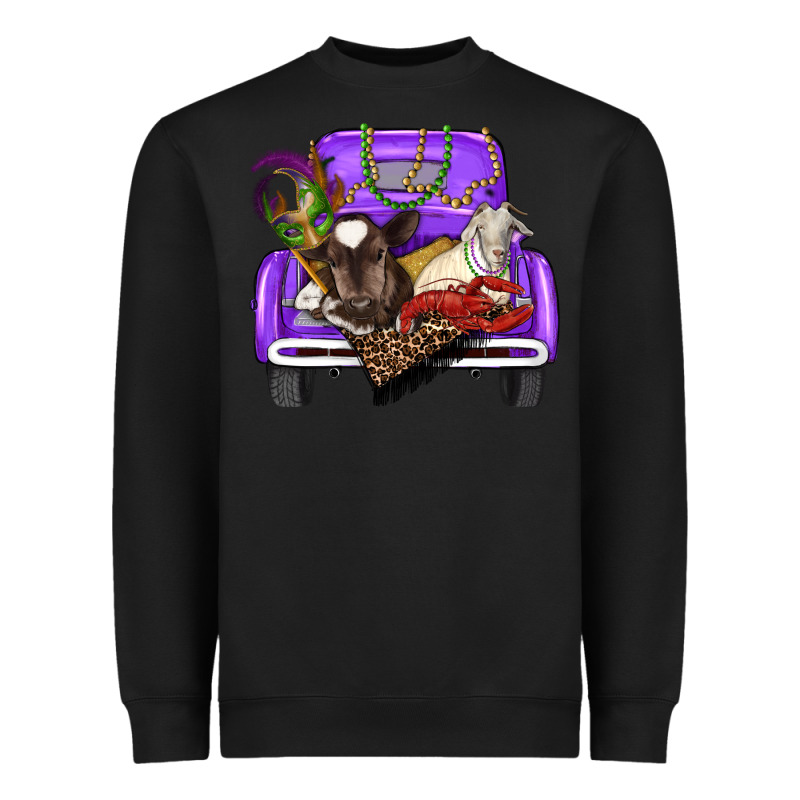 Mardi Gras Truck With Farm Animals Heavyweight Sweatshirt by RanaPortraitStore | Teevron