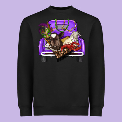 Heavyweight Sweatshirt Mardi Gras Truck With Farm Animals