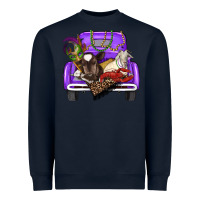 Navy Mardi Gras Truck With Farm Animals Heavyweight Sweatshirt - RanaPortraitStore
