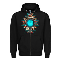 Black aztec leopard turquoise gemstone Zipper Hoodie - JahusDesignShop