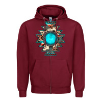 Burgundy aztec leopard turquoise gemstone Zipper Hoodie - JahusDesignShop