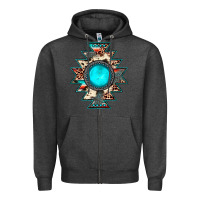 Charcoal Heather aztec leopard turquoise gemstone Zipper Hoodie - JahusDesignShop