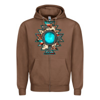 Chestnut aztec leopard turquoise gemstone Zipper Hoodie - JahusDesignShop