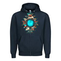 Navy aztec leopard turquoise gemstone Zipper Hoodie - JahusDesignShop