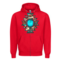 Red aztec leopard turquoise gemstone Zipper Hoodie - JahusDesignShop