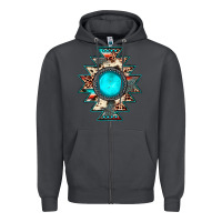Smoke aztec leopard turquoise gemstone Zipper Hoodie - JahusDesignShop
