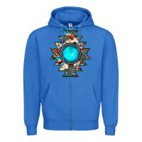 True Royal aztec leopard turquoise gemstone Zipper Hoodie - JahusDesignShop