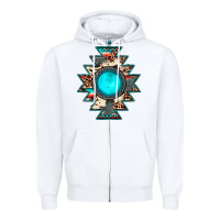 White aztec leopard turquoise gemstone Zipper Hoodie - JahusDesignShop