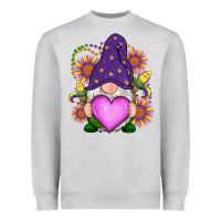 Heather Grey Mardi Gras gnome Heavyweight Sweatshirt - RanaPortraitStore