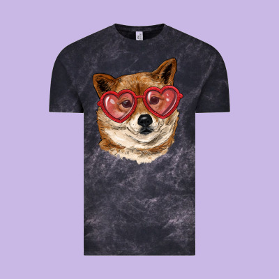 Vintage Tee shiba inu with love glasses