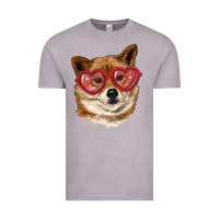 Vintage Zinc shiba inu with love glasses Vintage Tee - RanaPortraitStore
