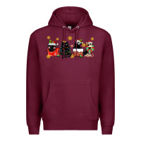Burgundy christmas cats Premium Hoodie - MaliasSmallBusiness