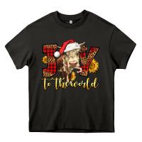 Asphalt joy to the world christmas cow Heavy Core Tee - LillyAllenDesigns