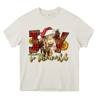Cream joy to the world christmas cow Heavy Core Tee - LillyAllenDesigns