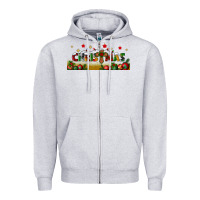 Heather Grey christmas with christmas cross libbey glass Zipper Hoodie - BundleAndBundleShop