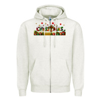Oatmeal Heather christmas with christmas cross libbey glass Zipper Hoodie - BundleAndBundleShop