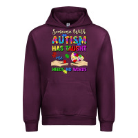 Mauve Wine someone with autism has taught me love needs no wo Urban Hoodie - Artiststas