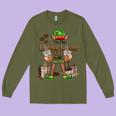 Im The Coffee Lover Elf Long Sleeve Tee Designed By Fadigitalartstudio