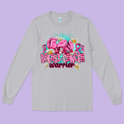 Breast Cancer Warrior Long Sleeve Tee Designed By Adodesignshop