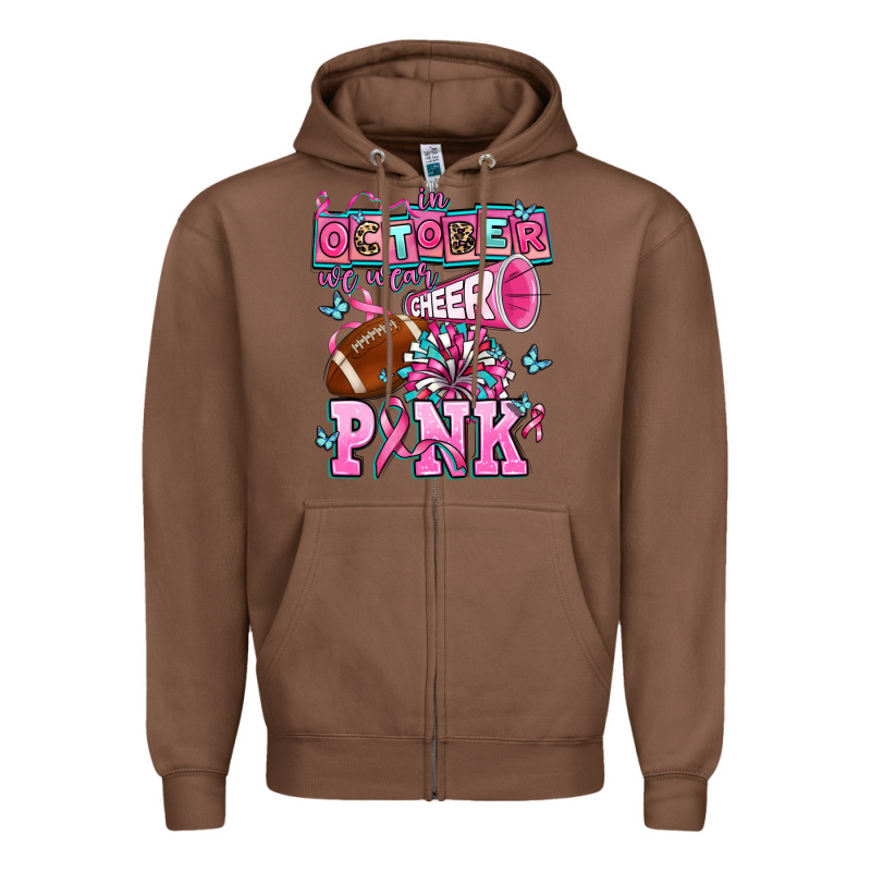 In October We Wear Cheer Pink Football Zipper Hoodie by AdoDesignShop | Teevron