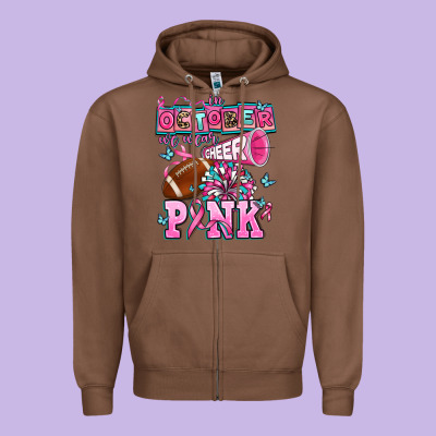 In October We Wear Cheer Pink Football Zipper Hoodie Designed By Adodesignshop