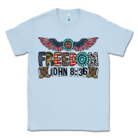 Dusty Blue freedom john Classic Tee - CowhideDigitalArt