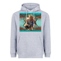 Heather Grey western rodeo bullfighter Aztec leopard turquoise Heavyweight Hoodie - BarkalooDesign